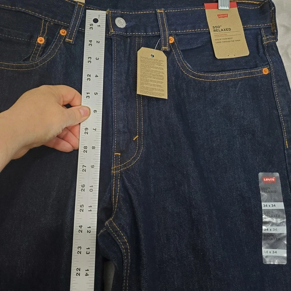 Levi's 550 Relaxed Jeans Mens 34x34 100% Cotton Dark Blue Denim Cowboy NWT